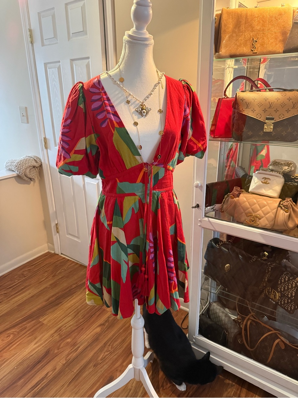 House of Harlow 1960 Red Tropical Print Mini Dress